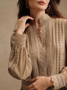 Anewsta 女士优雅度假刺绣蕾丝镂空衬衫上衣和裙子套装，适合春夏季节日、毕业典礼