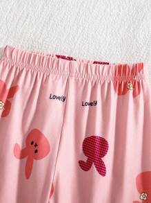 SHEIN 2pcs/Set Baby Girls'Flameretardant Butterfly Digital Print Cardigan Top And Pants Comfy Casual Sleepwear Set,Summer,Travel - Dusty Pink - View 4