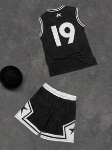 Manfinity Dauomo Men's Casual Sports Printed Tank Top & Shorts Set, Summer