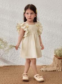 Blossori Baby Girls Pastoral Holiday 3D Floral Ruffle Sleeve Dress - White - View 6