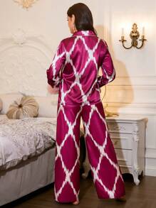 LuxeNights Elegant & Charming Fluffy Patchwork French Lady Sleepwear Set - Multicolor - View 2