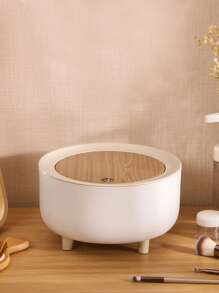 1 Stück weißer runder Pressemüllbehälter, Mülleimer mit Pressdeckel, Desktop-Aufbewahrungsbox und Aufbewahrungsbehälter, Schlafzimmer-Aufbewahrungsbox für Schule, Nachttisch, Aufbewahrungsbox mit großer Kapazität für Haarstyling-Accessoires, Stirnbänder, Haarklammern, hundersicherer weißer Mülleimer für Küche, Schlafzimmer, Badezimmer, Wohnzimmer, Büro, Schulanfang, Weihnachten - Weiss - Übersicht 2