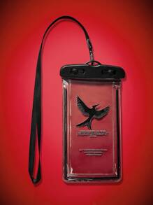 The Hunger Games X SHEIN Fashionable Letter & Graphic Print Transparent Waterproof Phone Pouch, Travel Accessory - Black - View 2
