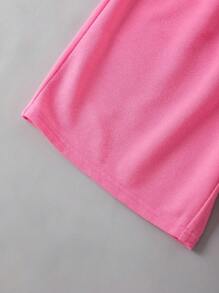 SHEIN Conjunto de 2 piezas para niño preadolescente con camiseta de manga corta de cuello redondo con estampado de ola marina y pantalones cortos elásticos en la cintura color rosa, estilo universitario casual y cómodo, adecuado para primavera y verano, uso diario, juegos al aire libre, escuela, fotografía callejera, fiesta y tiempo libre