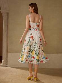 MOTF PREMIUM Kleid mit Blumen Muster und Reißverschluss hinten