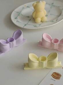 SHEIN Gypsum Candlestick Decorative Candlestick Center Decoration,Ins Style Pink Bow Candlestick Is Suitable For Candles, Suitable For Dining Table Wedding Dinner Party Gifts Birthday Graduation