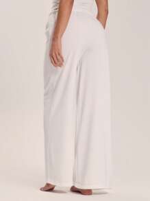 Musera Resort Confezione di 2 pezzi: top a fascia lungo in spugna e pantaloni a vita bassa e zampa d'elefante, coordinato, copricostume per vacanze estive, spiaggia e mare, carino