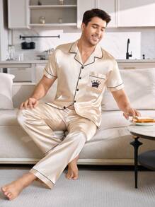 2pcs Men's Crown Printed Loungewear Set, Boyfriend Gifts - Multicolor - View 5