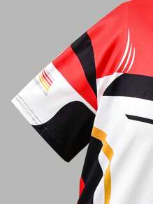 Camiseta deportiva informal de cuello redondo de manga corta con estampado numérico y de letras para adolescentes, top corto de verano