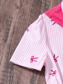 Teens Kleid mit Schalkragen Dekor, Kurzarm, weiter Schnitt