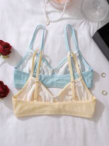 少女纯色罗纹针织舒适休闲内衣 - 彩色 - 查看 2