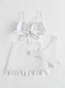 Swim Basics 3pcs/Set Padded Bikini Swimsuit, Simple & Fashionable, Suitable For Summer