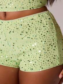 MUSERA Pantalones cortos de punto con lentejuelas de talle bajo, micromini, sexy, para vacaciones, verano, festivales, playa, romántico, elegante, cumpleaños, rave, cover up, amanecer de tequila, otoño, invierno