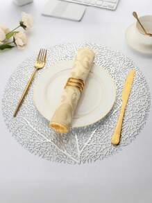 SHEIN 1件/4件/6件/8件圆形镂空烫金PVC隔热防滑垫，酒店餐厅装饰隔热餐垫 - 彩色 - 查看 14