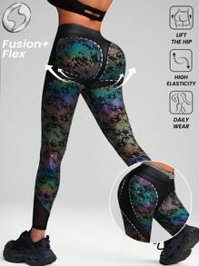 Innovista Women Activewear Foil Print Sports Leggings, Faux Leather & Metallic Shine Gym Bottom, Breathable & Elastic Workout Outfits, Fitness Pants, Sculpting Shapewear,Edgy &Unique Sleek & Lux Tracksuit, Music Festival, Party, Dance,Electric, Cycle,Bike,Yoga,Mat,Pilates,Running,Cardio,Strength,Weights,Outdoor,Hike,Camping,Trail,Volleyball,Going Out,Athleisure,Pickleball,Y2K,Autumn Fall Gear,Waist Trainer,Workout Leggings For Women,WAG,Mother's Day Gift - Multicolor - View 2