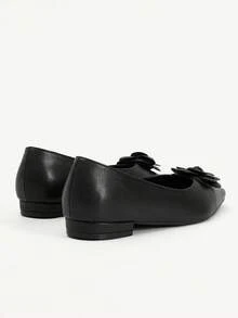 CUCCOO CHICEST Black Floral Fashionable Pointed Toe Kitten Heel Pumps For Women