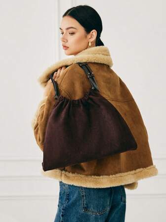 SHECARRY 1 件女士纯色休闲通勤单肩包