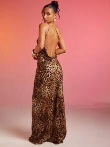 Hauture Women's Sexy Backless Leopard Print Dress, Summer - Multicolor - View 4