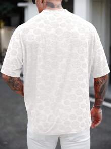 Manfinity Homme Camiseta naranja de hombre con textura de toalla, de moda para el verano