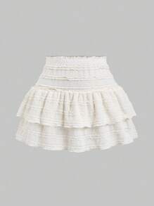 SHEIN Tall Ruffled Multi-Layer Skirt, Tall Women Plus Size, Sweet Style, Spring/Summer