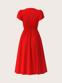 SHEIN Clasi Vestido elegante de mujer de unicolor con cuello en V, dobladillo con volantes, corte evasé hasta media pierna con bolsillos laterales - Atuendo de verano para mujer / Ropa de verano / Atuendos para conciertos / Atuendos para conciertos en el campo / Atuendos para festivales / Atuendos para Nashville / Atuendos para Ibiza / Vestido de Pascua / Atuendo de Pascua / Ropa elegante de vacaciones casual bohemia / Vestido de graduación / Vestido de graduación blanco / Vestido de fiesta / Atuendos para brunch / Vestido de boda para invitada / Ropa de iglesia para mujer / Bonitos vestidos de mujer elegantes y de clase