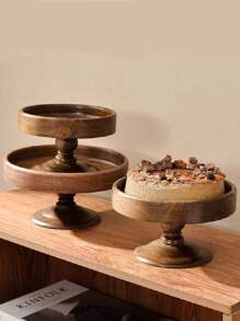 SHEIN 1set High-End Solid Wood Tall Cake & Bread Display Tray For Tea Breaks, Afternoon Tea, Snacks, Fruits Christmas Gift