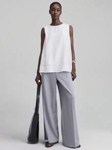 Ontre Fairy-Like 2025春夏纯色圆领休闲度假无袖上衣，适合假日、沙滩、派对、各种场合，也适合日常通勤、音乐节、圣诞节和新年等场合穿着。