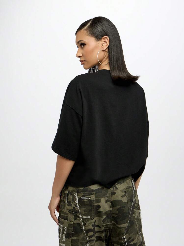 SUMWON WOMEN Women's Oversized Graphic T-Shirt Beverly Hills Pop Culture