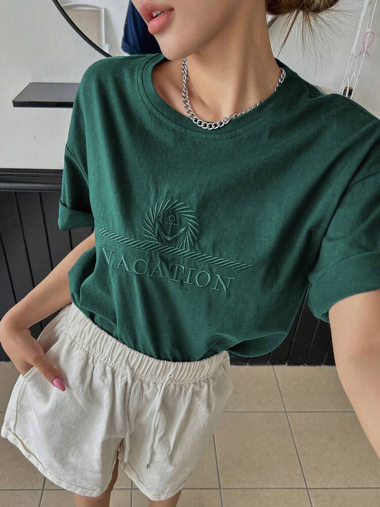 Letter Embroidery Tee