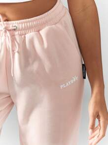 Missguided x Playboy Pantalones jogger cómodos de felpa, pantalones de descanso atléticos, cintura elástica, tobillos con puño, para invierno, otoño, entrenamiento, correr, gimnasio, estilo casual urbano