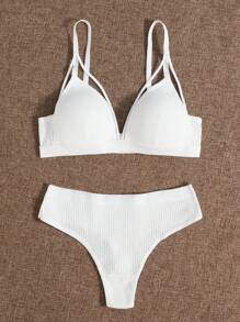 Bộ áo lót và quần lót dây nịt chắc chắn - trắng - Xem 3