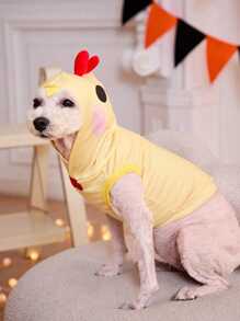 PETSIN 可爱动物宠物图案黄色小鸡造型 3D 印花卫衣，轻盈透气，富有弹性，适合猫狗，夏季 - 彩色 - 查看 5