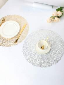 SHEIN 1件/4件/6件/8件圆形镂空烫金PVC隔热防滑垫，酒店餐厅装饰隔热餐垫 - 彩色 - 查看 12