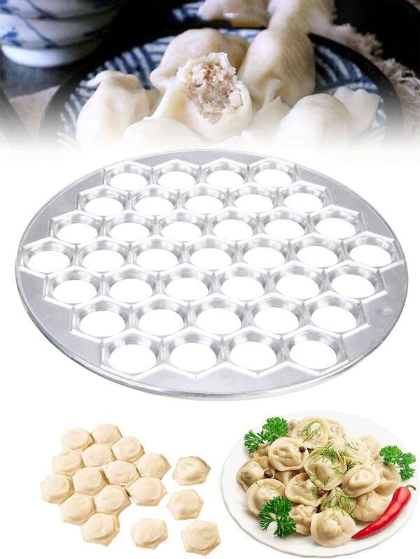 SHEIN 1pc 37 Holes Aluminum Alloy Metal Mold, Kitchen Dumpling Press For Make Dumplings Manually,Ravioli Cutter,Saves Time And Bring Great Family Fun,Must-Have Item In All Kitchens