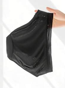 LUVLETTE 女士中腰基础款蕾丝内衣透明拼接黑色内裤 - 黑色 - 查看 11