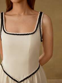 MOTF PREMIUM CONTRAST BINDING TANK DRESS - White - View 3