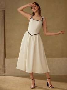 MOTF PREMIUM CONTRAST BINDING TANK DRESS - White - View 7