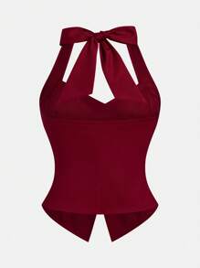 Sweetra Plus Size Summer Tie Neck Bow Collar Open Front Elegant Vacation Commute Blazer, Burgundy Graduation,Back To School,Teacher Outfits For Women