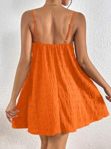 SHEIN VCAY Vestido de verano informal de un solo color con tirantes de espagueti sin mangas