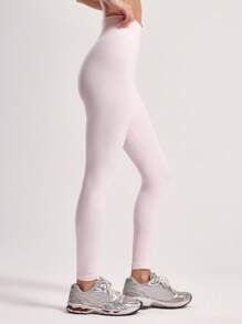 Musera Sport Ribbed Waist Contour Leggings Workout Gym Seamless Summer Yoga Gym Fitness Winter - Pink - View 4