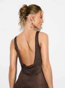 KIZN Abito da sera lungo in maglia metallica, con applicazioni, da cerimonia, per feste, matrimoni, eventi speciali, scollo a cuore, glamour