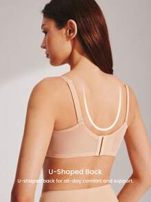 LUVLETTE Soft Woman Lingerie Lounge Curve Sheer Full Coverage Support&Breathable Underwire Sexy Unlined Minimizer Lace Elegance & Mesh Nude Bra Bridal Intimates