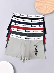 SHEIN 5pcs/Pack Men's Plus Size Boxer Briefs, Casual Underwear, Suitable For All Seasons - Multicolor - View 5