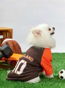 PETSIN Casual Sports Style Pet Football Jersey, Mesh Patchwork Numeral 00 Print, Lightweight & Breathable Cat & Dog Summer Tee - Multicolor - View 4