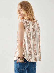 Florisole Top canotta da donna casual estiva con laccetti, modello con ricamo, ampio e comodo
