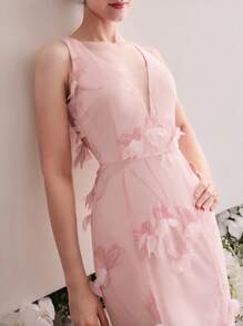 MOTF Soiréza CONTRAST MESH BIAS CUT COCKTAIL DRESS - Baby Pink - View 6