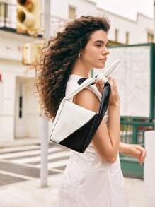 SHECARRY Women Sholuder Bags PU Leather For Business/Commute/Work/Office Casual Old Money Style Quiet Luxury Chic Square Bag Knot Bag For Teacher Nurse Stylish