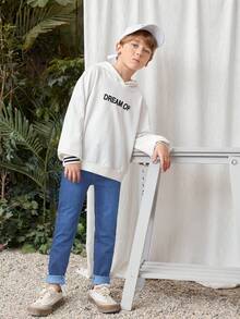 SHEIN Tween Girls' Casual Everyday Distressed Slant Pocket Denim Jeans - Blue - View 3