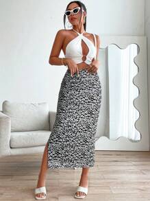 Firerie 女士时尚中长裙，适合夏季 - 黑色 - 查看 5