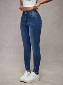 SHEIN Tall Jeans skinny a vita alta strappati e lavati